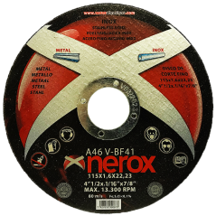 115x1.6 DISCO DE CORTE FINO  ( NEROX )  A46 V-BF  INOX / METAL.