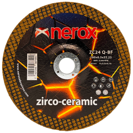 DISCO PARA DESBASTE  ( NEROX )  ZC24 Q-BF    ZIRCO-CERAMIC   180x6.5x22,2