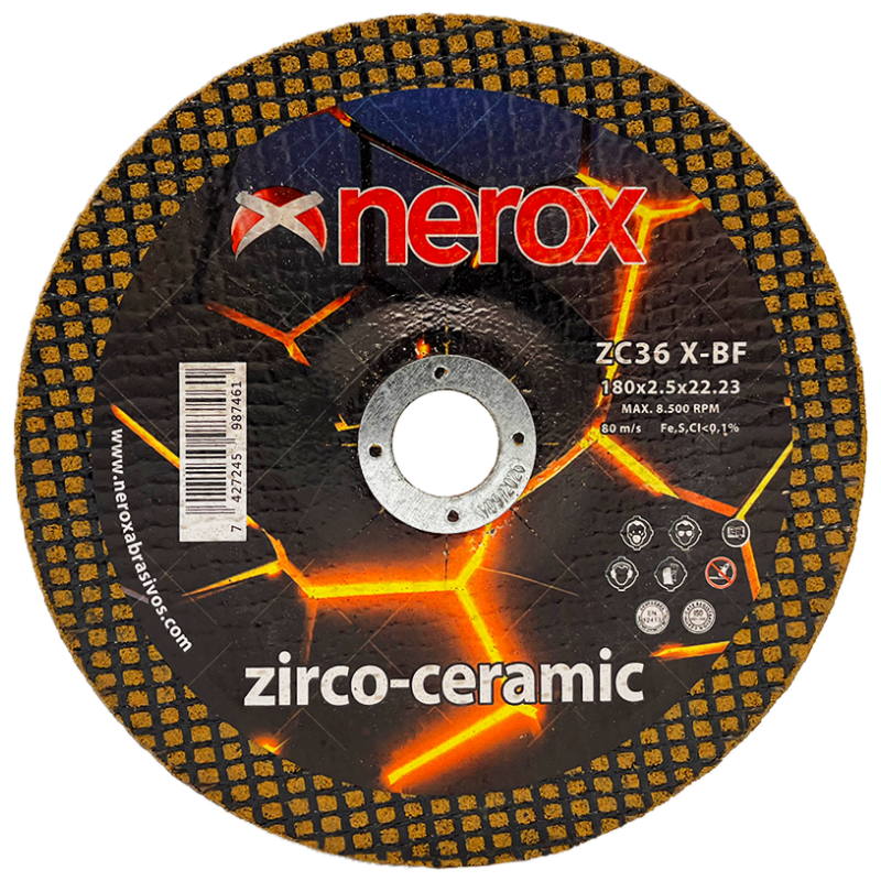 DISCO DE CORTE FINO  ( NEROX )  ZC36 X-BF    ZIRCO-CERAMIC   180x2.5x22,2   ( Cóncavo )